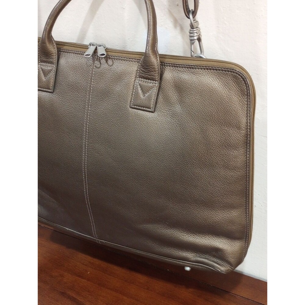 Barneys New York Bronze Leather Briefcase - Vintage! - Picture 7 of 13